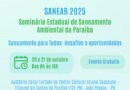 João Pessoa sediará o 3º SANEAR-PB em outubro de 2025