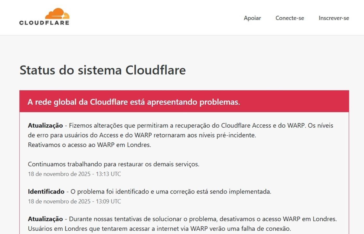 ChatGPT fora do ar por causa da Cloudflare?