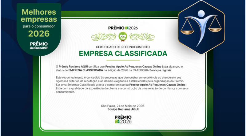 Procjus é classificada para o Prêmio Reclame AQUI 2026