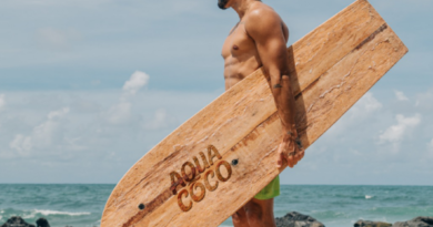 Italo Ferreira surfa em prancha de coqueiro para Aquacoco