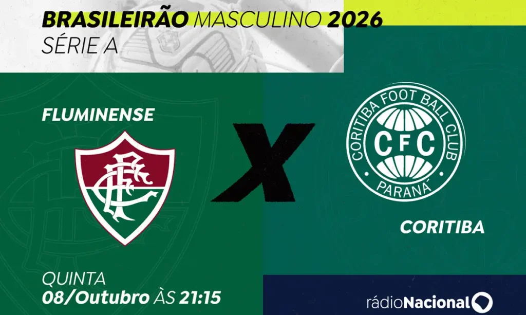 Brasília (DF), 08/10/2026 - Rádio Nacional transmite Fluminense x Coritiba pelo Campeonato Brasileiro de Futebol Masculino 2026. Foto: Arte/Agência Brasil