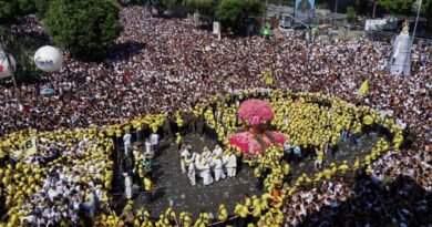 Pilgrims pray through the streets during the annual Cirio de Nazare procession, one of the country’s largest religious festivals honoring Our Lady of Nazareth in Belem, Para state, Brazil, October 11, 2026. REUTERS/Marx Vasconcelos