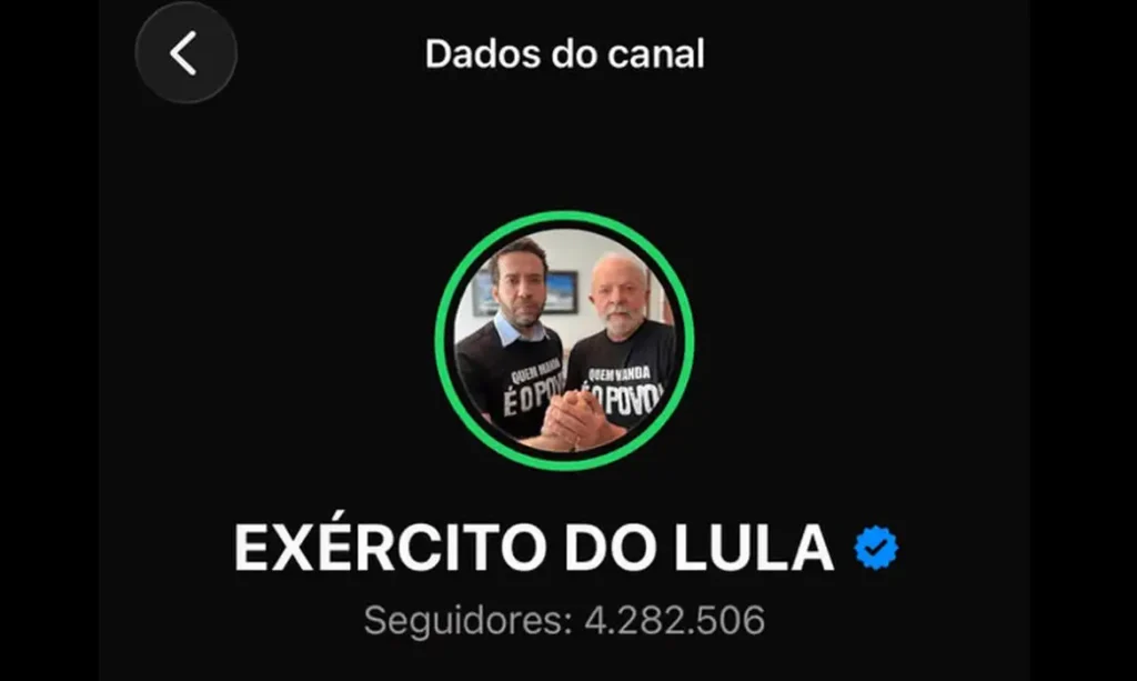 13/10/2026 - Canal do Whatsapp exército do Lula . Foto: Printscreen/Whatsapp