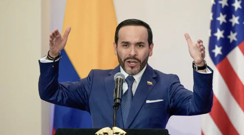 FILE PHOTO: Colombian President Abelardo De La Espriella speaks during a bilateral agreements signing ceremony with U.S. Secretary of State Marco Rubio, in Barranquilla, Colombia, September 8, 2026. Fernando Vergara/Pool via REUTERS/File Photo