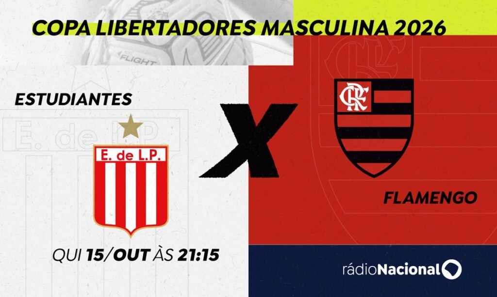 Brasília (DF), 13/10/2026 - Rádio Nacional transmite Estudiantes X Flamengo pela semifinal da Libertadores Arte Marketing/EBC