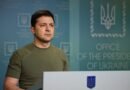 Ukrainian President Volodymyr Zelensky delivers a speech to the nation at the presidential palace.