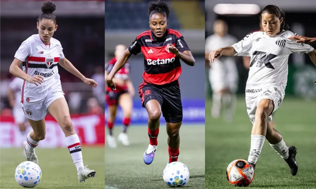 São Paulo (SP), 19/10/2026 - Jogadoras de futebol Isa, Kaylane e Evelin, finalistas ao prêmio TV Brasil Petrobras . Foto: Arte/Agência Brasil
