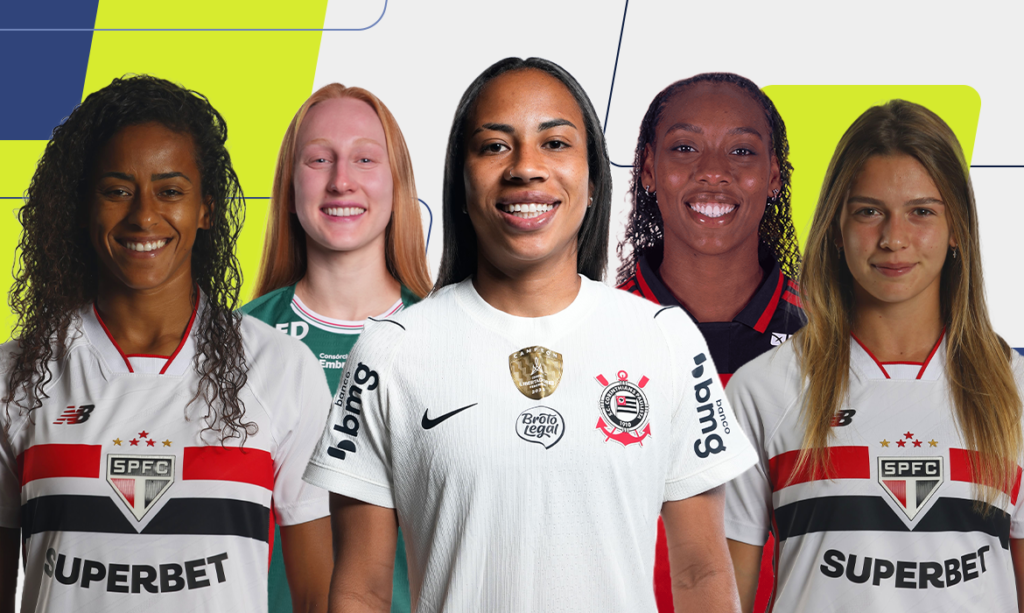 Tayla (São Paulo), Pati Maldaner (Palmeiras), Thaís Ferreira (Corinthians). Núbia (Flamengo) e Carol Gi (São Paulo) são finalistas na categoria zagueira do Prêmio TV Brasil Petrobras Para Elas - temporaa 2026