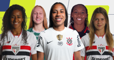 Tayla (São Paulo), Pati Maldaner (Palmeiras), Thaís Ferreira (Corinthians). Núbia (Flamengo) e Carol Gi (São Paulo) são finalistas na categoria zagueira do Prêmio TV Brasil Petrobras Para Elas - temporaa 2026