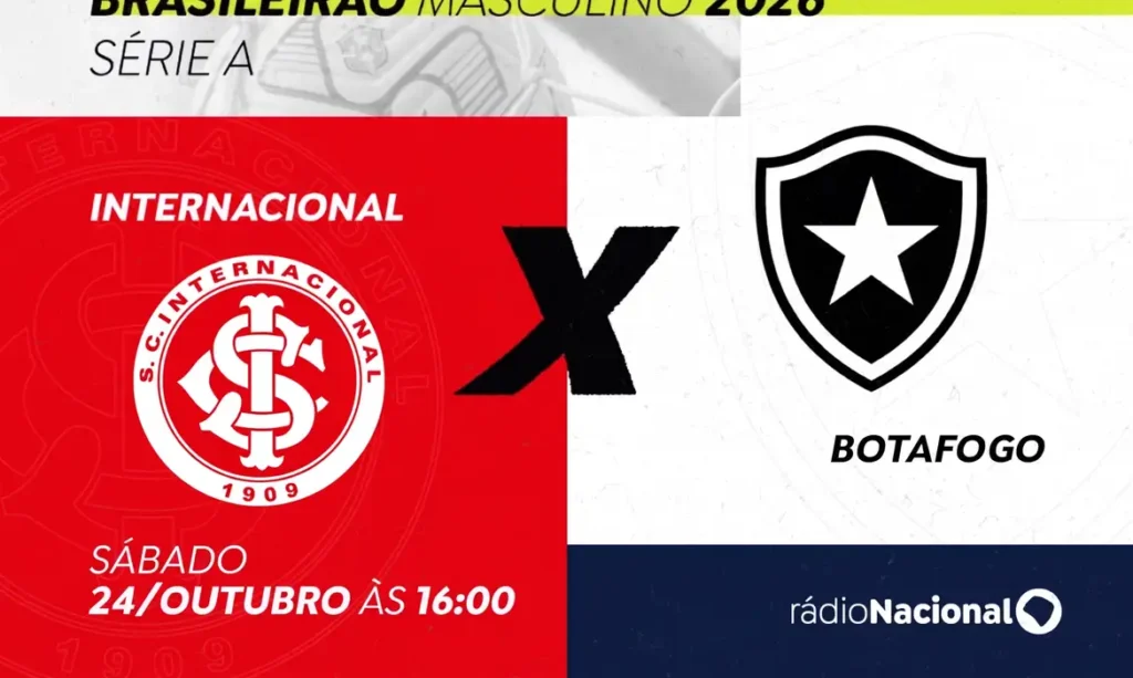 Rádio Nacional transmite neste sábado (24) Internacional x Botafogo pela 32ª rodada do Brasileirão. Foto: Arte/ EBC