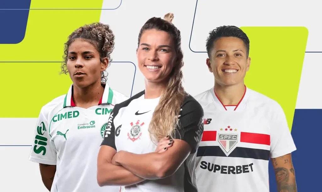 Raissa Bahia (Palmeiras),Tamires (Corinthians), e Bia Menezes (São Paulo) são finalistas na categoria lateral-esquerda ao Prêmio TV Brasil Petrobras Para Elas 2026