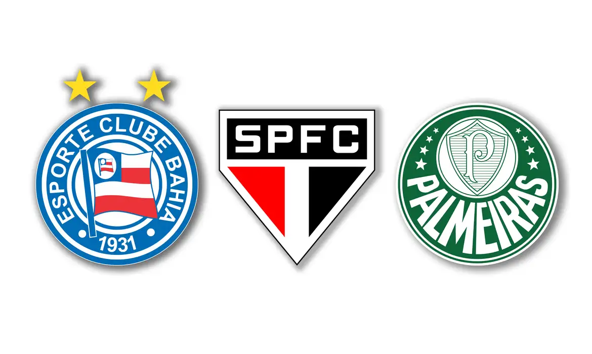 Escudos de clubes, são os finalistas na categoria melhor gestão do Prêmio TV Brasil Petrobras Para Elas, voltado ao futebol feminino . Foto: Arte/ EBC